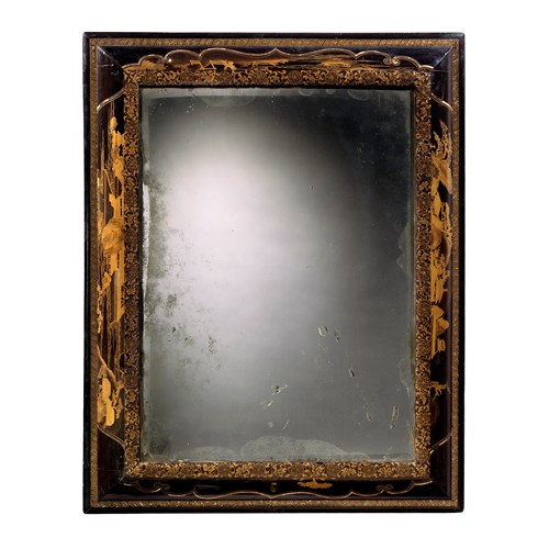 A CHARLES II JAPANESE EXPORT LACQUER MIRROR

